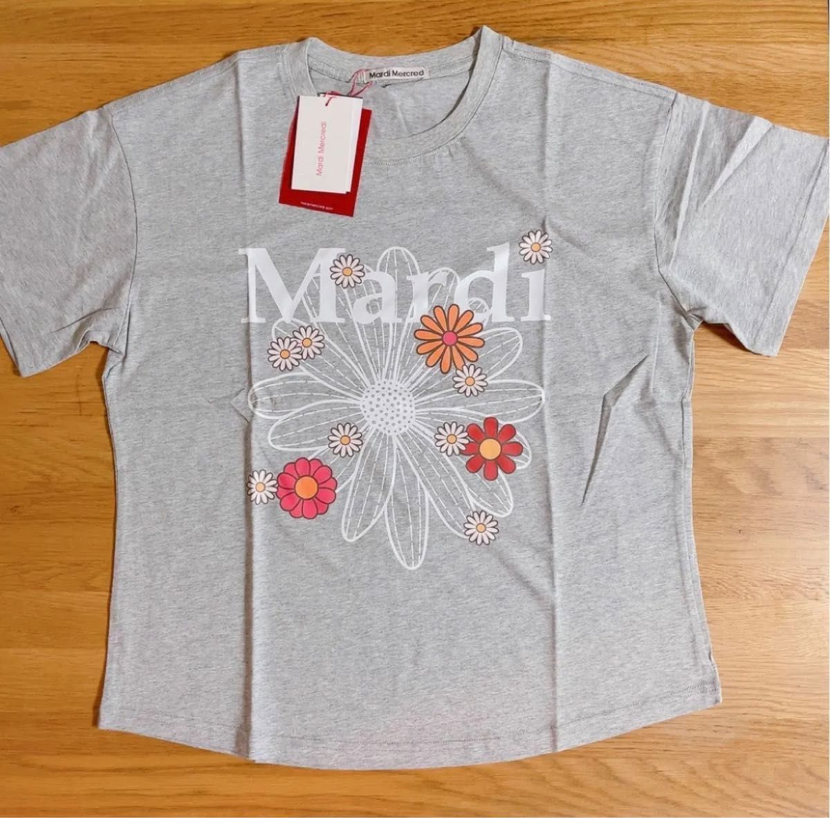新品》Mardi Mercredi  マルディメクルディ　 ライトグレー　ブロッサム　半袖 Tシャツ