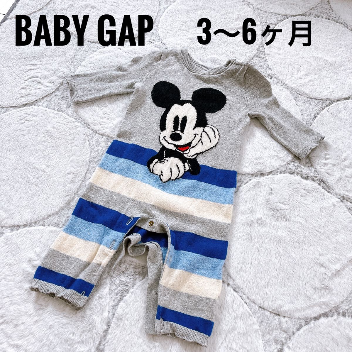 BabyGAP ベビーギャップ　GAP ベビー服 ロンパース カバーオール 長袖ロンパース　ミッキー　ミッキーマウス　ニット生地