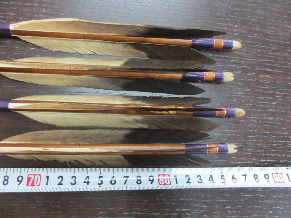 スポーツ祭 弓道具 弓具 矢 竹矢 4本 長期保管品 使用品 銘なしの画像7