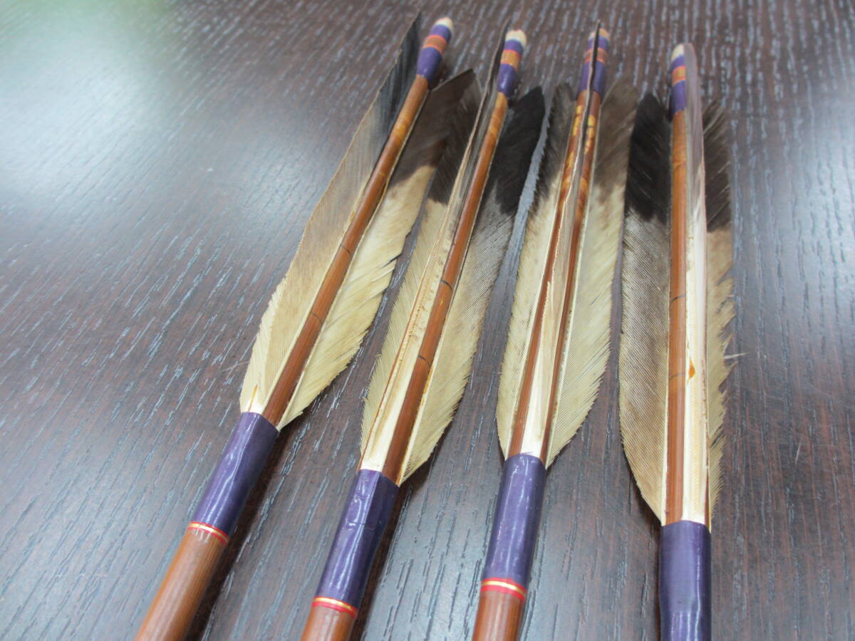 スポーツ祭 弓道具 弓具 矢 竹矢 4本 長期保管品 使用品 銘なしの画像6