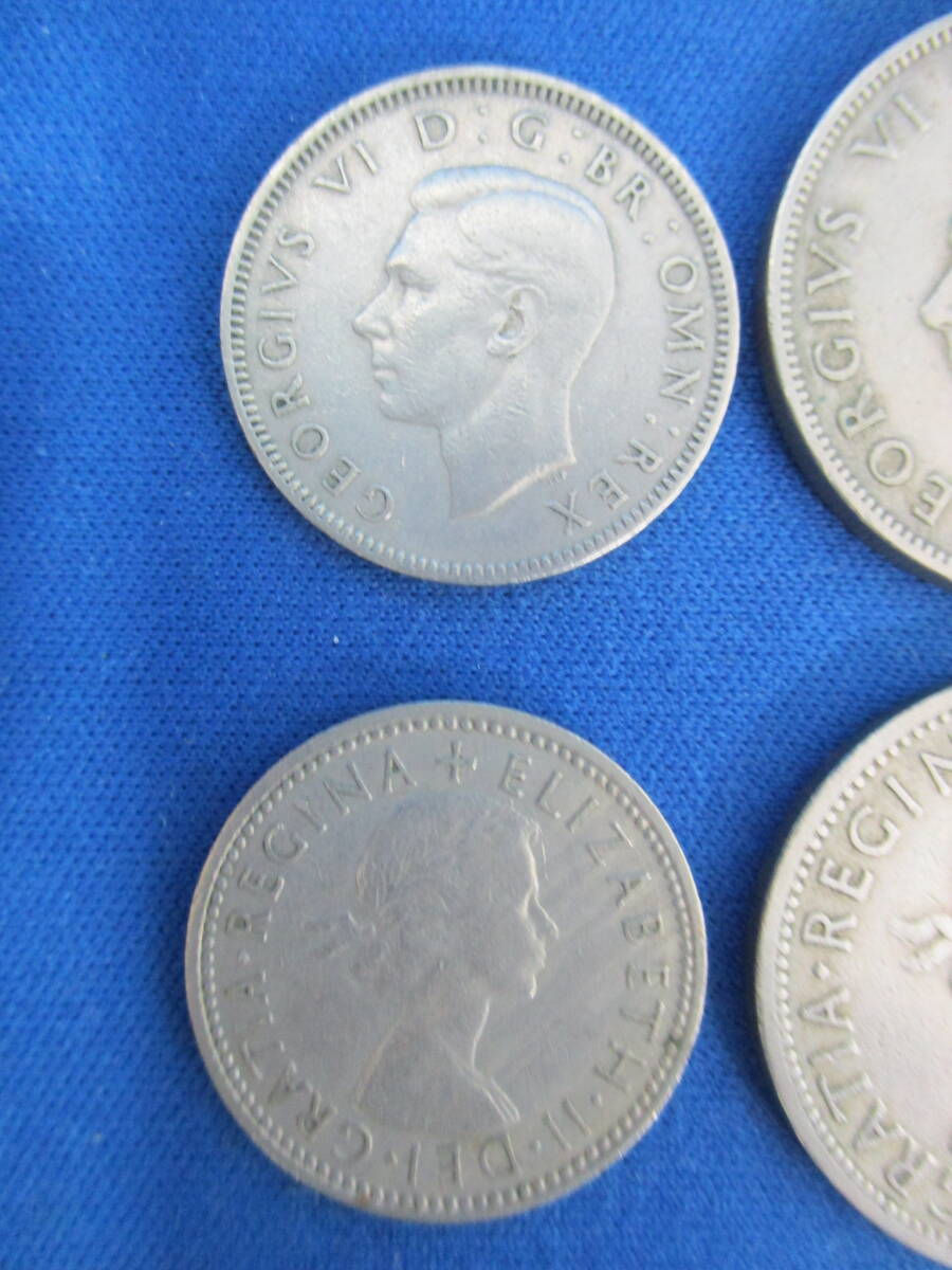イギリス 英国 硬貨 6枚おまとめ 2シリング 1シリング SHILLINGS 白銅貨/エリザベス2世 ジョージ6世 旧硬貨/コイン 古銭 #1871_画像4