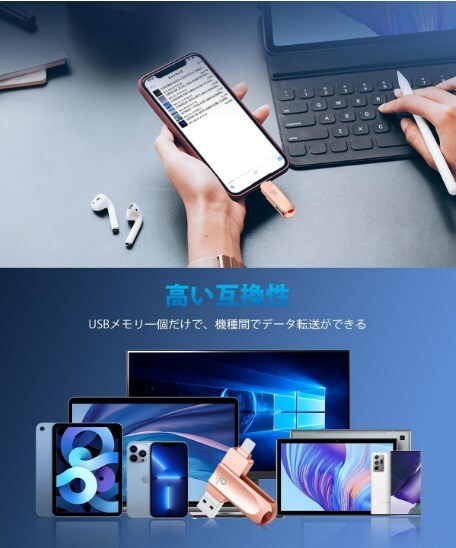 Xiaxee USBメモリ 128GB 4in1 ピンク 【新品5個セット】 の画像7