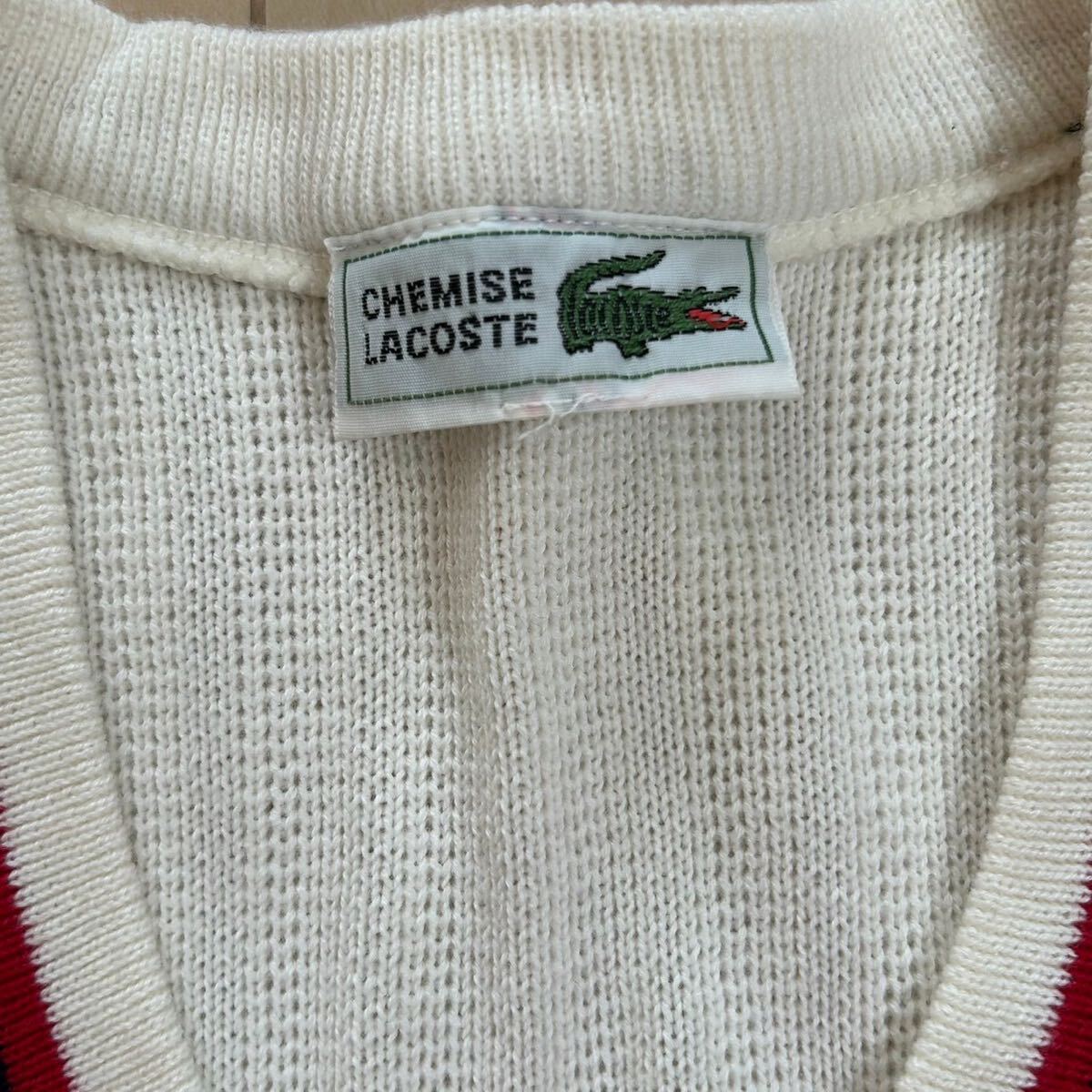 80-90s　CHEMISE LACOSTE　ラコステ　Vネック　ニットベスト　ジレ　メンズ　Mサイズ相当　文字ワニ　刺繍ロゴ　レトロ　ヴィンテージ_画像5