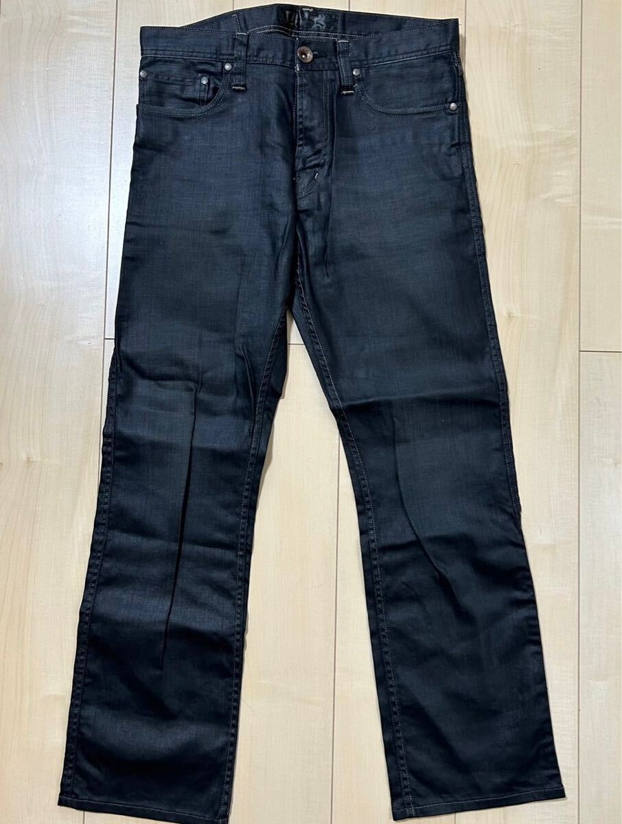 美品　BACK NUMBER BLACK LABEL　バックナンバー　艶　ブラックデニムパンツ　カラージーンズ　W31　_画像1