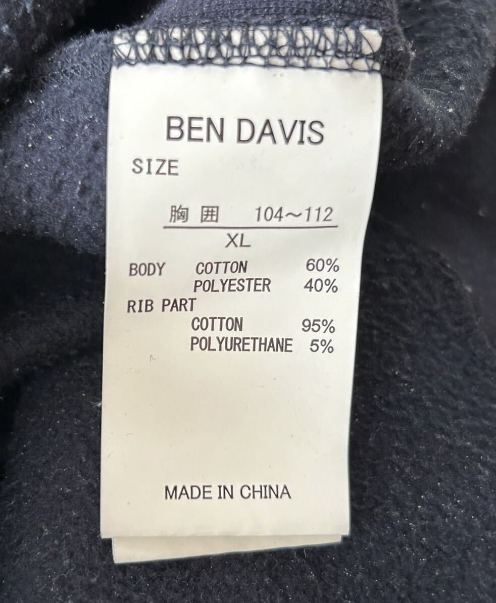 BEN DAVIS　ベンデイビス　肉厚　ヘビーウェイト　クルーネック　長袖　スウェット　トレーナー　刺繍ロゴ　ネイビー　メンズ　XLサイズ_画像5