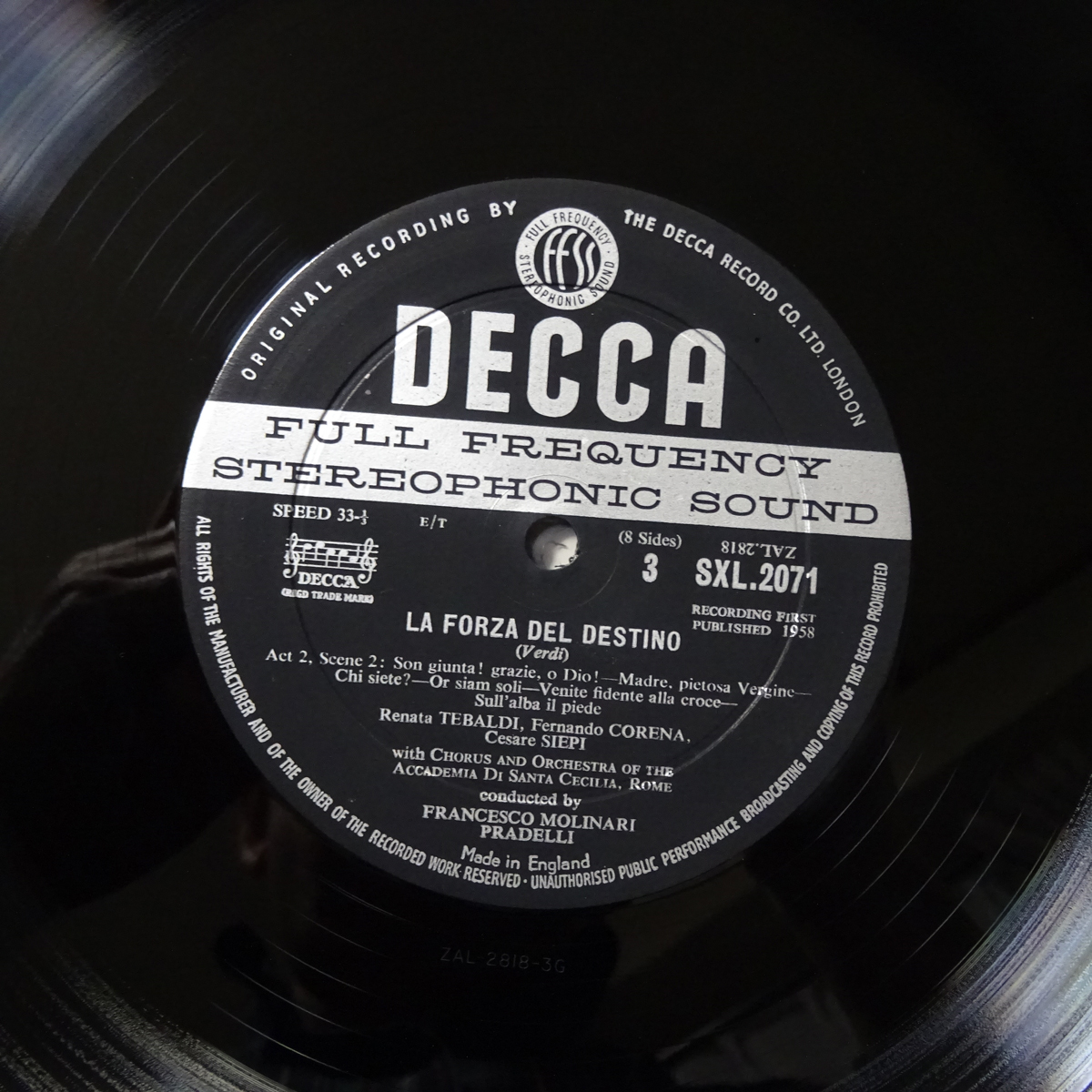 英Decca SXL2069/72 ヴェルディ「運命の力」 テバルディ デル・モナコ プラデッリ 聖チェチーリア音楽院管の画像6