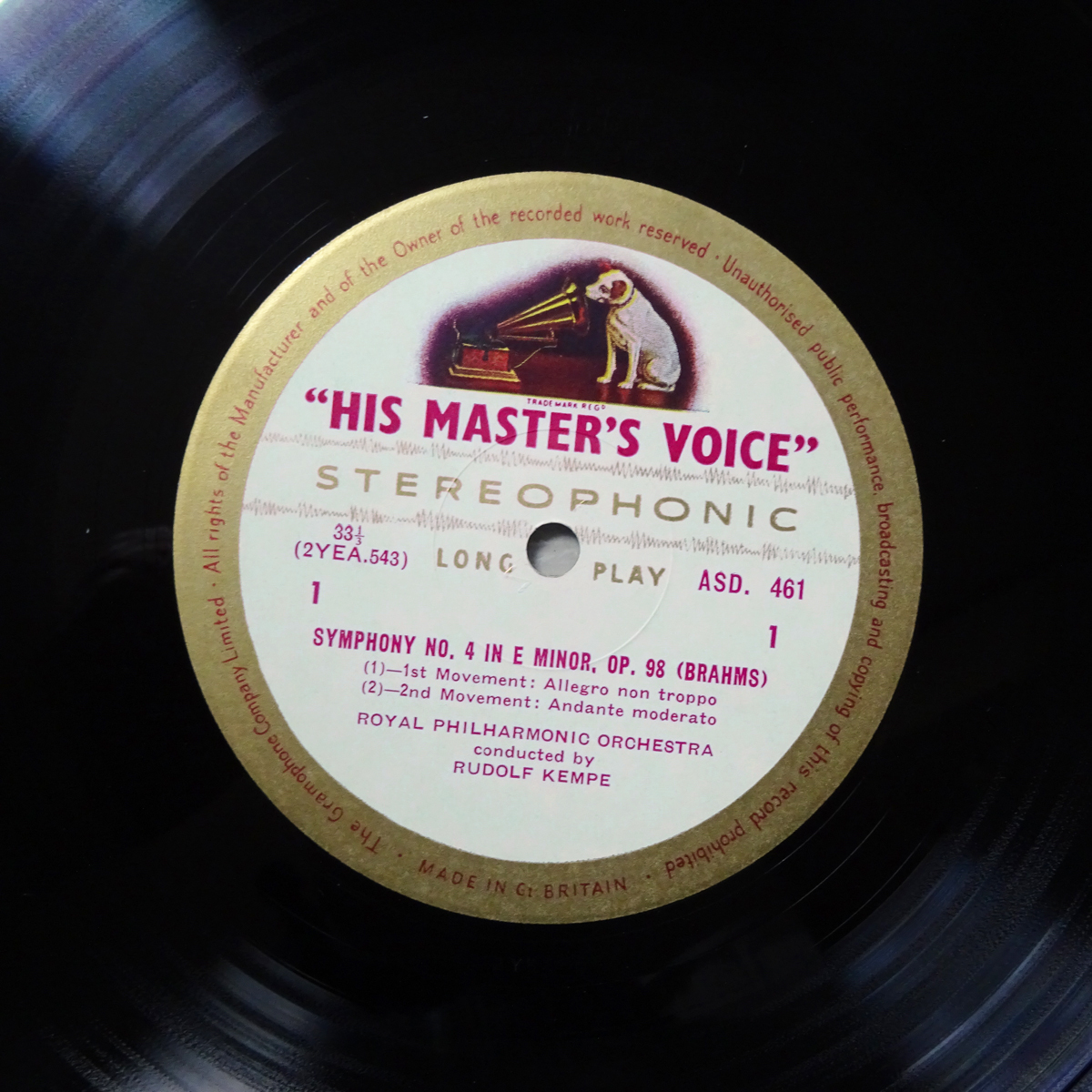 英HMV ASD461 ブラームス「交響曲第4番」 ケンペ ロイヤル・フィルの画像3
