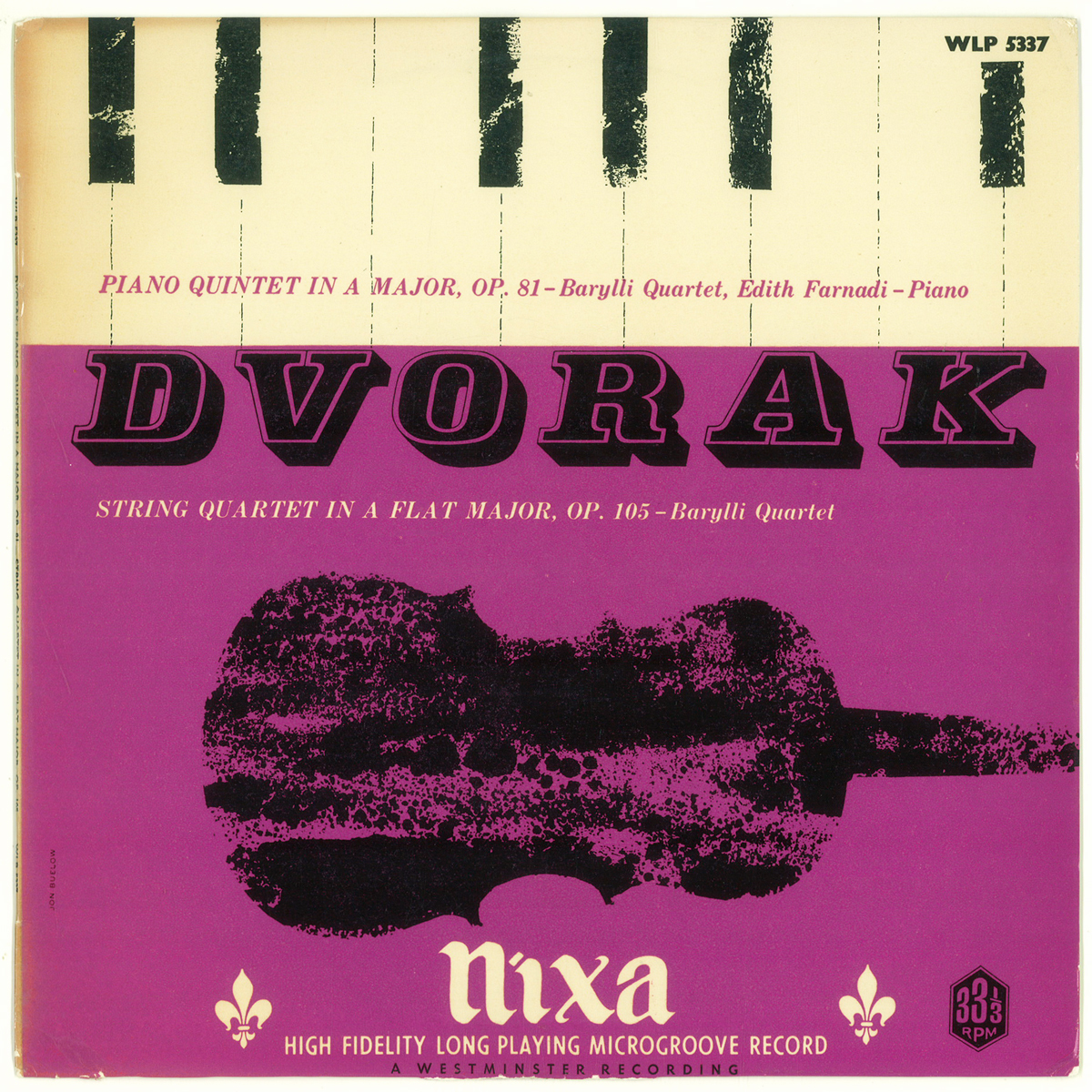 英Nixa WLP5337 ドヴォルザーク「ピアノ五重奏曲第2番」 ファルナディ バリリ四重奏団の画像1