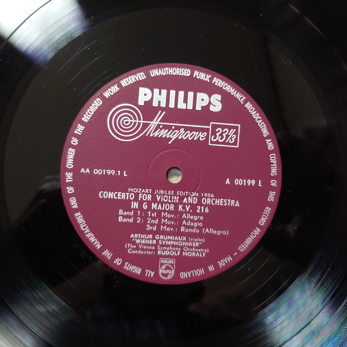 蘭Philips A00199L モーツァルト「ヴァイオリン協奏曲第３＆４番」 グリュミオーの画像3