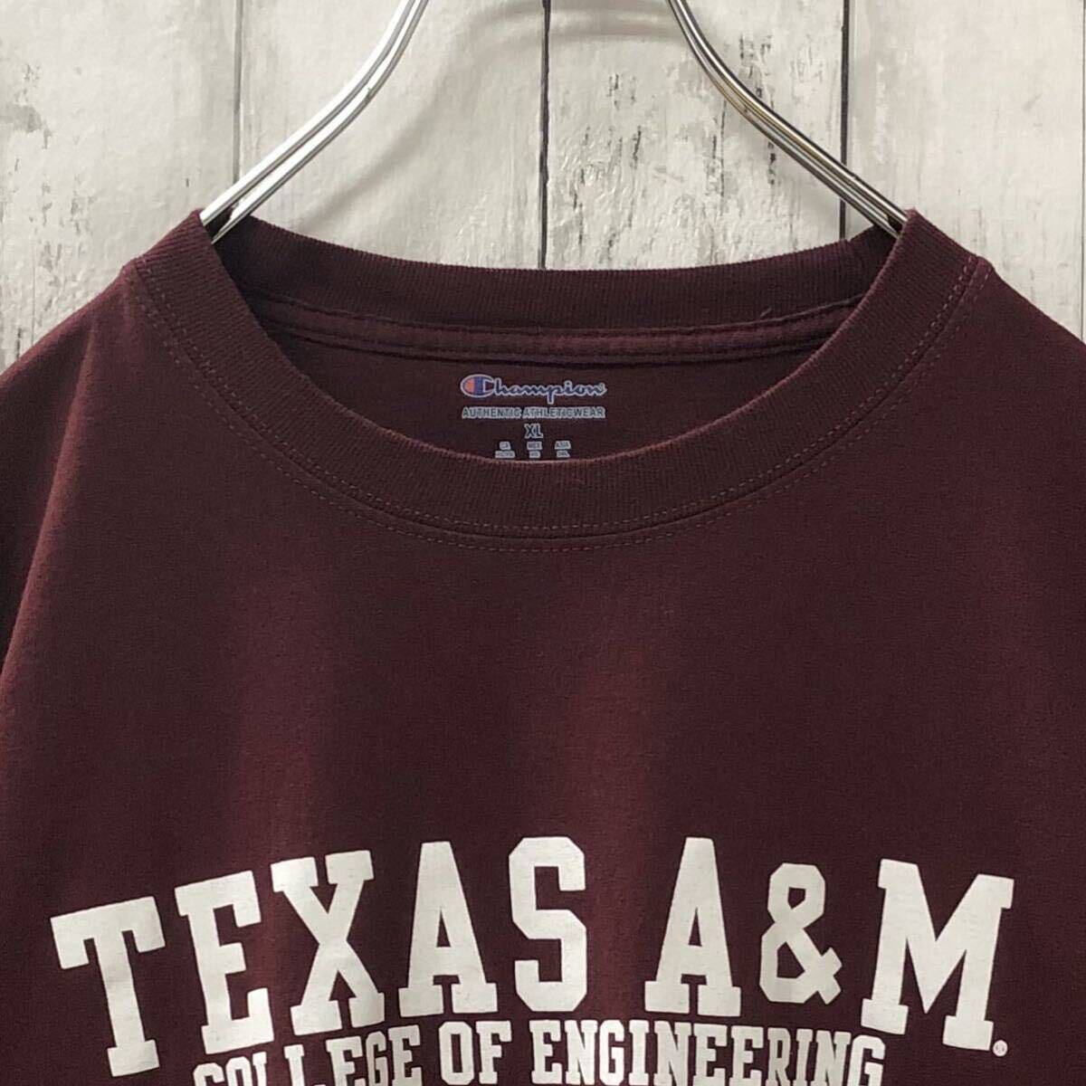 チャンピオン US アメリカ古着 テキサスA&M大学 カレッジプリント 半袖Tシャツ XLの画像4