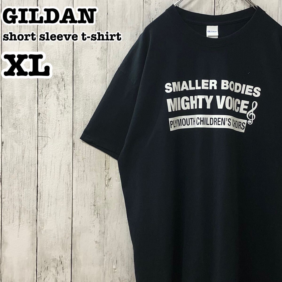 ギルダン US アメリカ古着 英字 ミュージック系 両面プリント 半袖Tシャツ XL_画像1