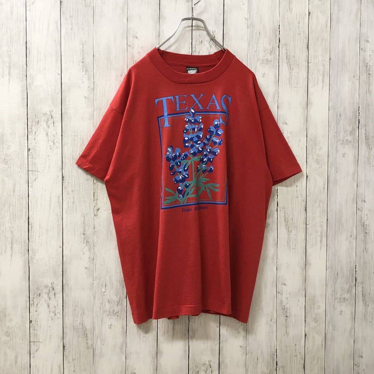 90s スクリーンスターズ USA製 アメリカ古着 テキサス ブルーボネット 花 植物 プリント 半袖Tシャツ XL_画像2
