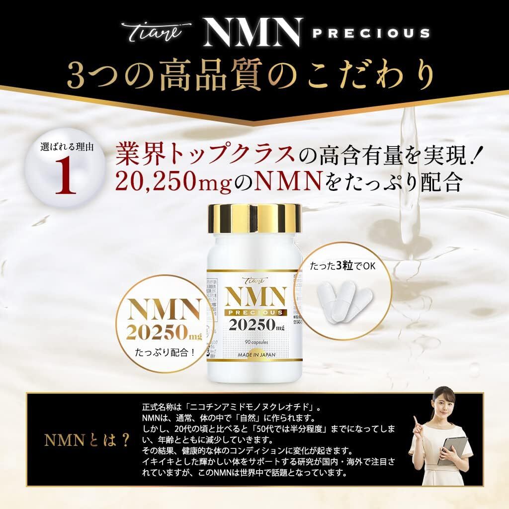 NMN 20,250mg 高純度100％ 日本製 プラセンタ レスベラトロール コエンザイム アスタキサンチン プロテオグリカン _画像3