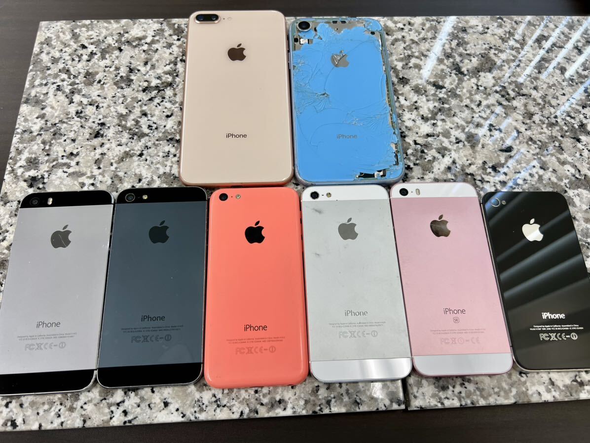 iPhone 8台 まとめ【8Plus/XR/SE/5×2台/5s/5c/4s】2台初期化済み ジャンク A1723/A1387/A1456/A1453/A1429の画像1