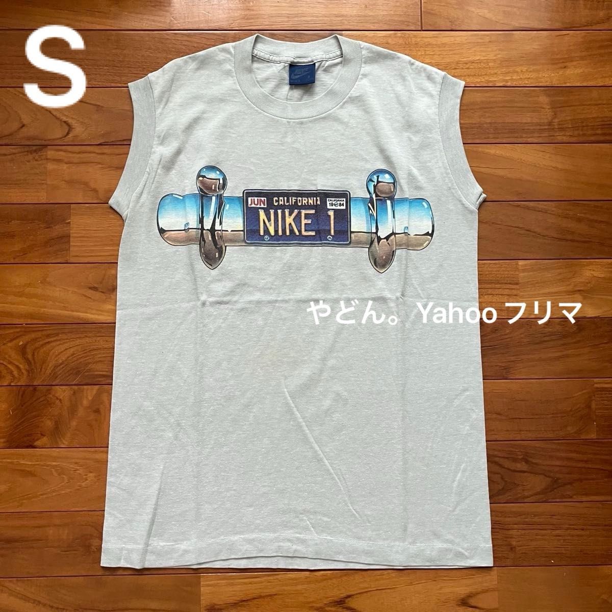古着 NIKE タンクトップ ナイキ ノースリーブ Sサイズ バンパー デザイン 紺タグ Tシャツ 1984 