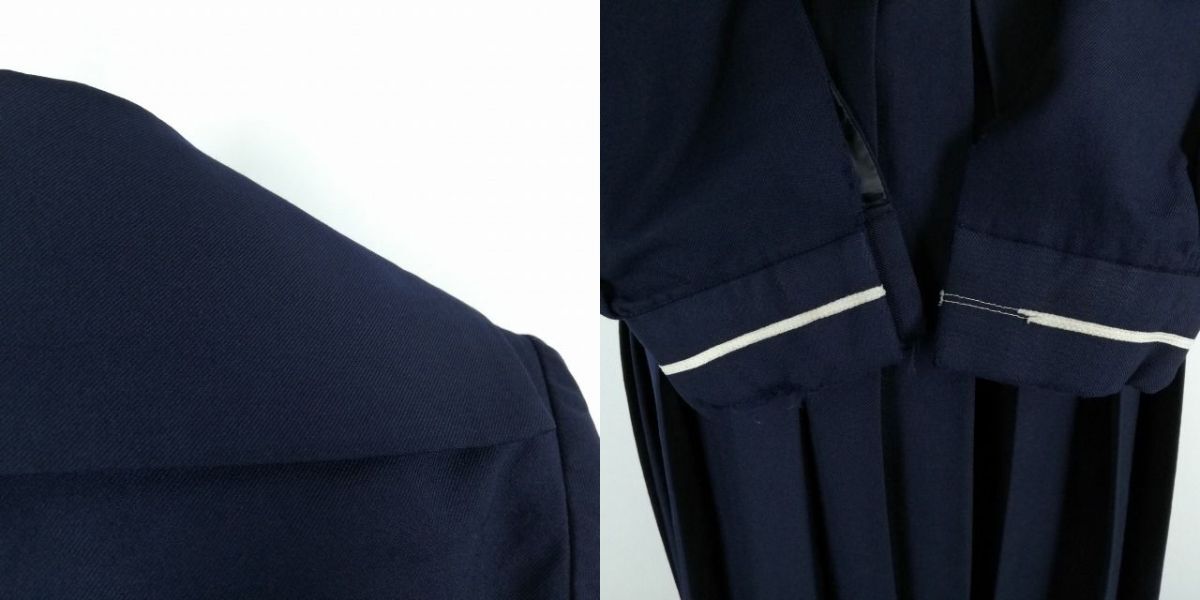 1円 セーラー服 ジャンパースカート スカーフ 上下3点セット 指定 冬物 女子 学生服 中学 高校 紺 制服 中古 ランクC EY8826_画像3