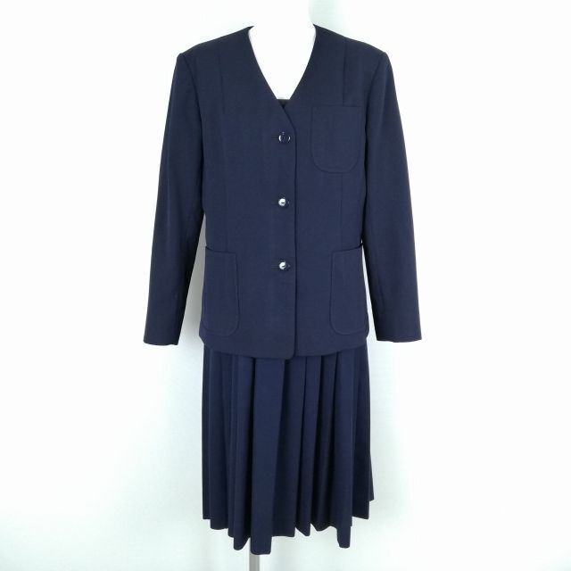 1円 イートン ジャンパースカート 上下2点セット 165A 冬物 女子 学生服 中学 高校 紺 制服 中古 ランクC EY8239の画像1