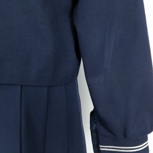 1円 セーラー服 スカート スカーフ 上下3点セット 大きいサイズ 冬物 白2本線 女子 学生服 中学 高校 紺 制服 中古 ランクC EY8737の画像5