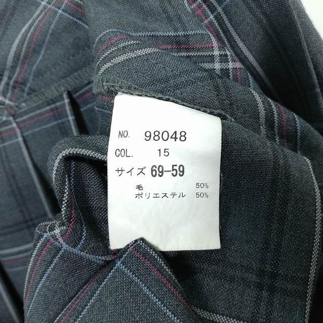 1円 スクールスカート 大きいサイズ 夏物 w72-丈59 チェック 中学 高校 プリーツ 学生服 制服 女子 中古 IN4734の画像5