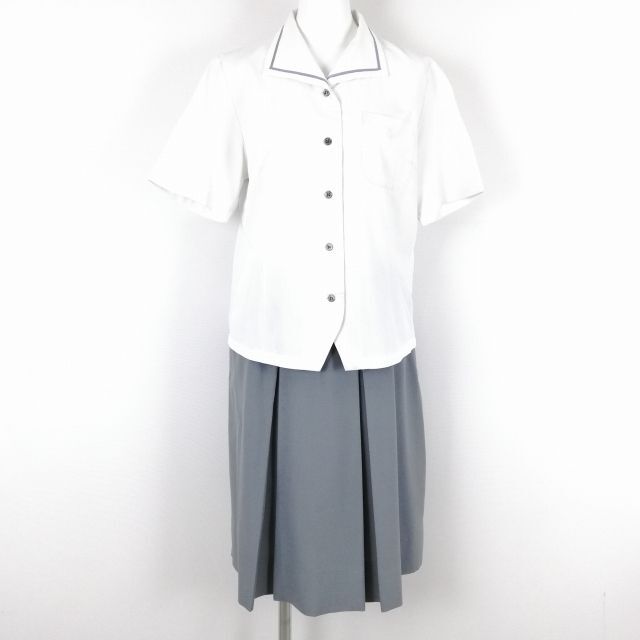 1円 ブラウス スカート 上下2点セット L 富士ヨット 夏物 女子 学生服 宮崎南高校 白 制服 中古 ランクC EY9160の画像1