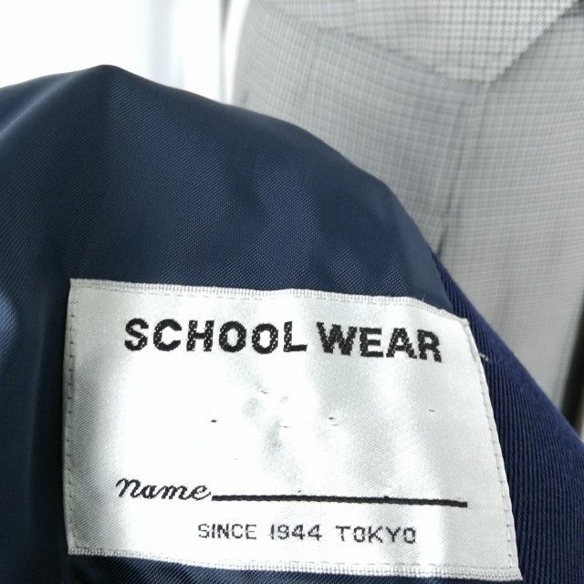 1円 ブレザー ベスト チェックスカート 紐タイ 上下5点セット 冬物 女子 学生服 東京田無第二中学 紺 制服 中古 ランクB EY9212の画像5