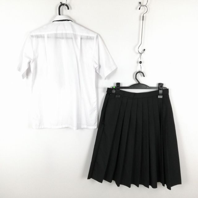 1円 ブラウス スカート ネクタイ 上下3点セット 155A 夏物 女子 学生服 中学 高校 白 制服 中古 ランクB EY0966の画像2