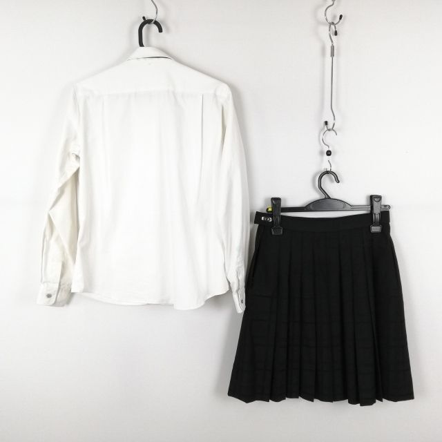 1円 ブラウス スカート 紐タイ 上下3点セット 中間服 女子 学生服 中学 高校 白 制服 中古 ランクC EY0919の画像2