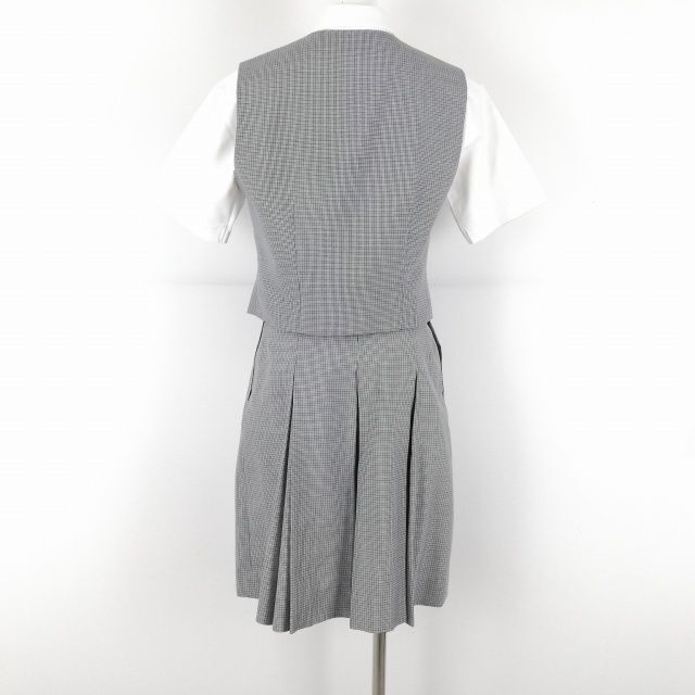 1円 ベスト チェックスカート 紐タイ 上下4点セット 夏物 女子 学生服 東京田無第二中学 制服 中古 ランクC EY9329の画像2