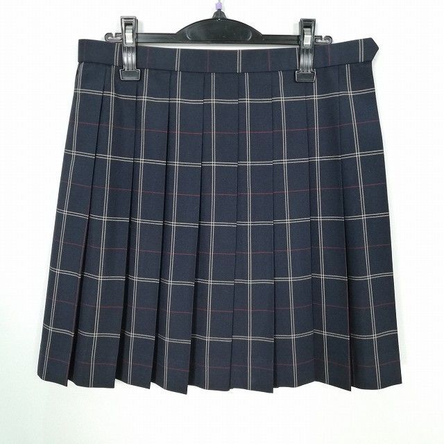 1円 スクールスカート 大きいサイズ 夏物 w75-丈50 チェック 東京駒澤大学高校 プリーツ 学生服 制服 女子 中古 IN4925_画像1