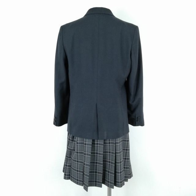 1円 ブレザー チェックスカート リボン 上下4点セット 冬物 女子 学生服 中学 高校 グレー 制服 中古 ランクC EY9716_画像2