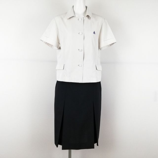 1円 ブラウス スカート 上下2点セット 夏物 女子 学生服 長崎諫早高校 白 制服 中古 ランクC EY9520_画像1