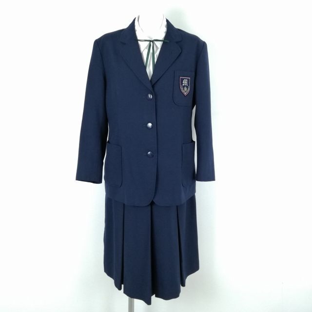 1円 ブレザー スカート 紐タイ 上下4点セット 冬物 女子 学生服 東京三沢中学 紺 制服 中古 ランクB EY9740の画像1