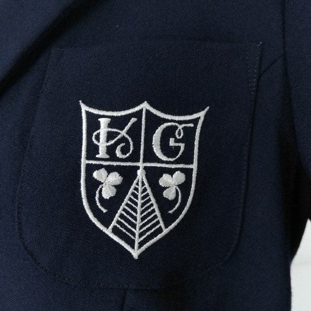 1円 ブレザー スカート 紐タイ 上下4点セット 冬物 女子 学生服 兵庫甲南女子大学 紺 制服 中古 ランクB EY9933_画像4