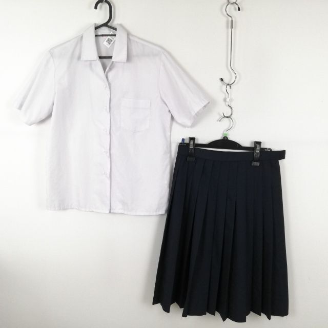 1円 ブラウス スカート 上下2点セット M 夏物 女子 学生服 中学 高校 白 制服 中古 ランクC EY1216の画像1