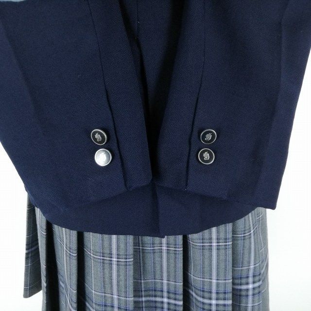 1円 ブレザー ミニスカート リボン 上下4点セット 冬物 女子 学生服 東京玉川聖学院中学高校 紺 制服 中古 ランクB EY9957の画像3