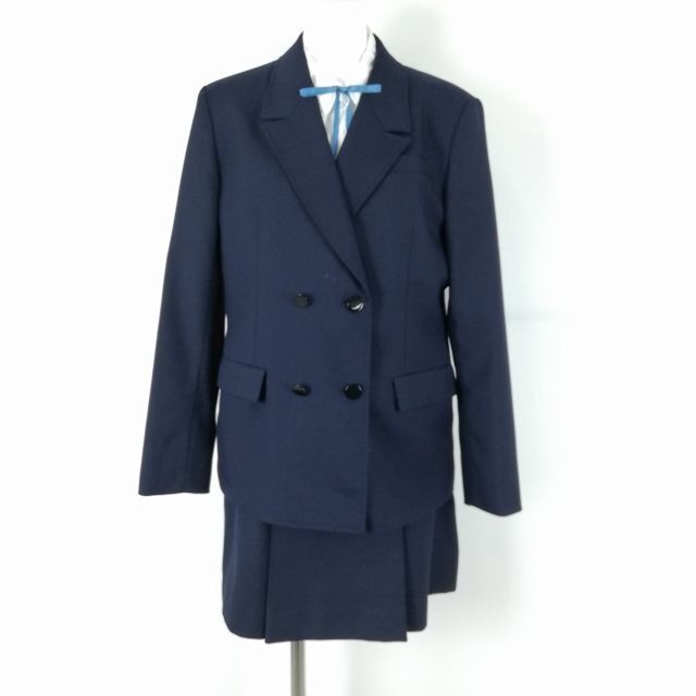 1円 ブレザー ミニスカート 紐タイ 上下4点セット 170A 大きいサイズ 冬物 女子 学生服 中学 高校 紺 制服 中古 ランクB EY9935の画像1