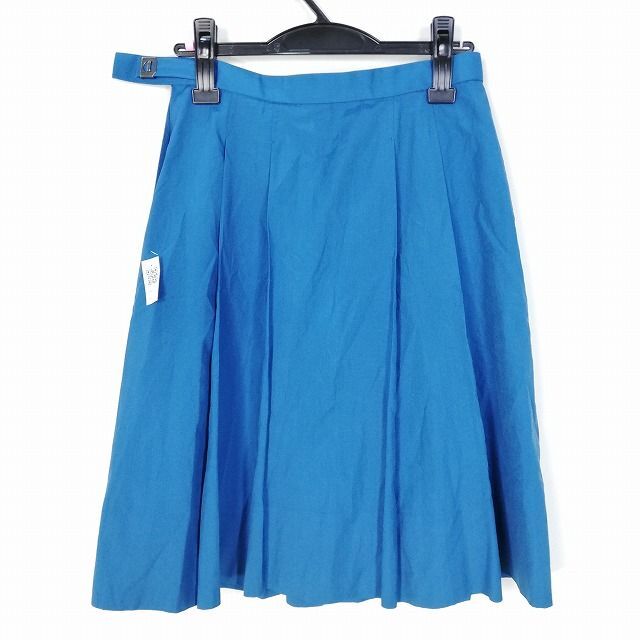 1 jpy school skirt large size summer thing w72- height 59 blue middle . high school pleat school uniform uniform woman used HK6127