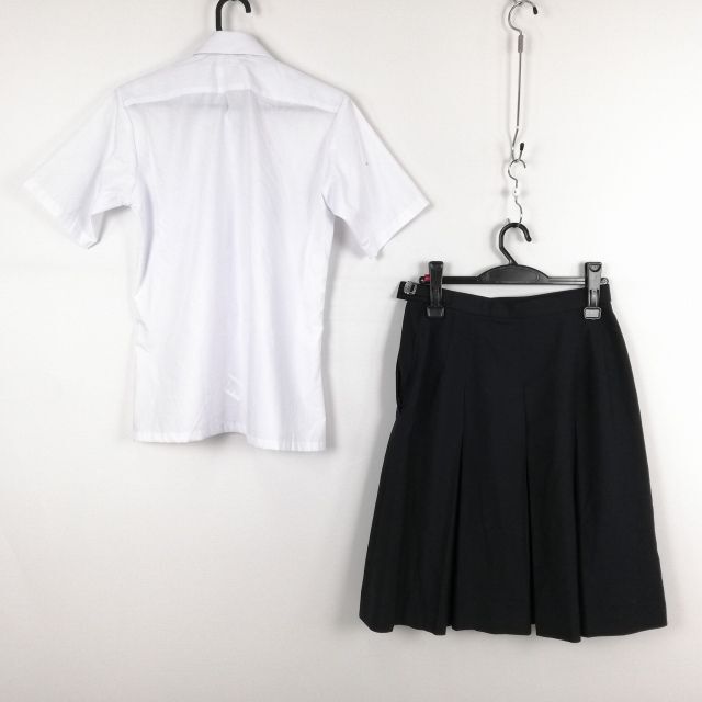 1円 ブラウス スカート 紐タイ 上下3点セット 155 夏物 女子 学生服 中学 高校 白 制服 中古 ランクB EY1249の画像2