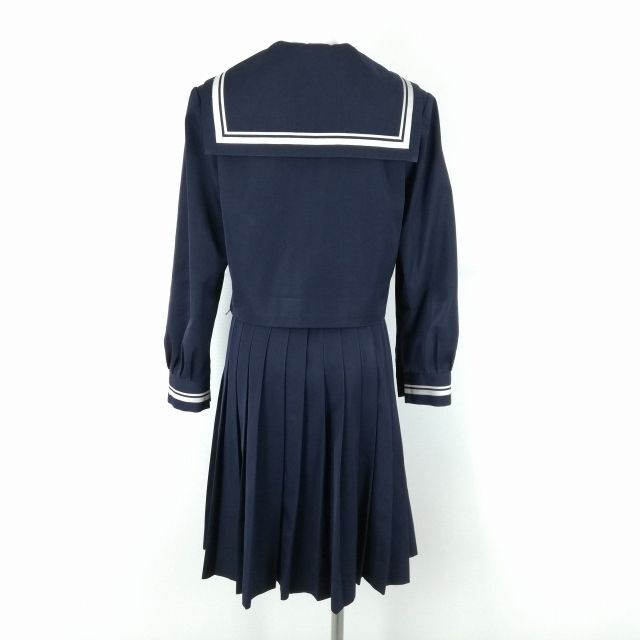 1 jpy sailor suit skirt scarf top and bottom 3 point set winter thing white 2 ps line woman school uniform Kochi earth . woman high school navy blue uniform used rank C EY9928