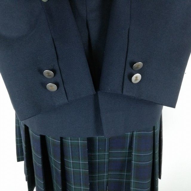 1円 ブレザー ミニスカート リボン 上下4点セット 150A 冬物 女子 学生服 中学 高校 紺 制服 中古 ランクC EY9981_画像3