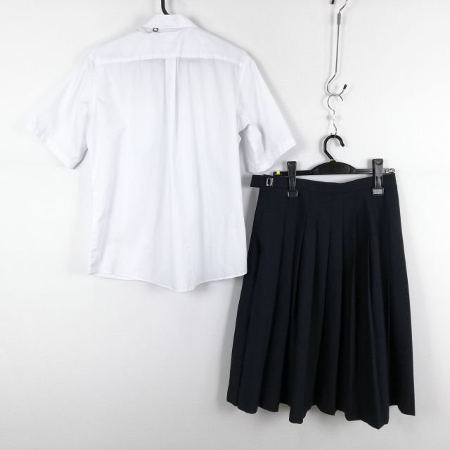 1円 ブラウス スカート リボン 上下3点セット 大きいサイズ 夏物 女子 学生服 中学 高校 白 制服 中古 ランクC EY1279_画像2