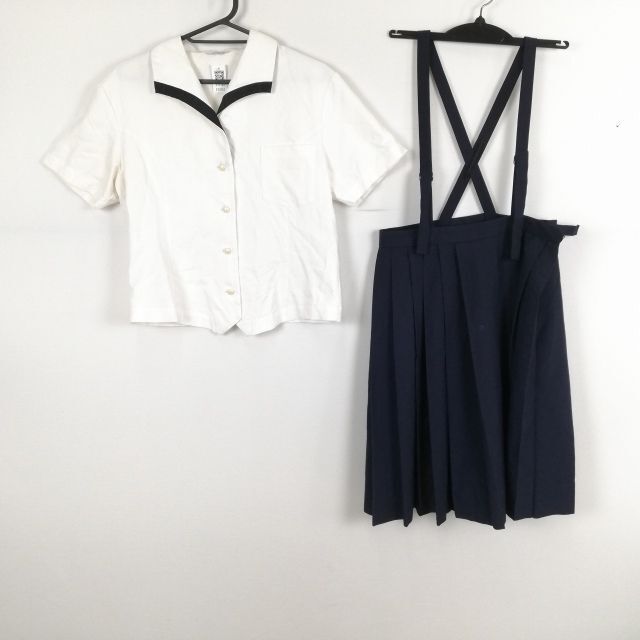 1円 ブラウス スカート 上下2点セット 夏物 女子 学生服 中学 高校 白 制服 中古 ランクC EY3163の画像1