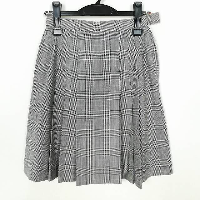 1円 スクールスカート 夏物 w60-丈51 チェック 中学 高校 プリーツ 学生服 制服 女子 中古 IN5367_画像1