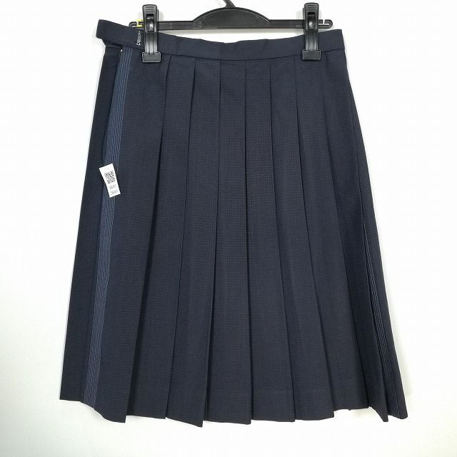 1円 スクールスカート 夏物 w69-丈61 チェック 中学 高校 プリーツ 学生服 制服 女子 中古 IN5451_画像2