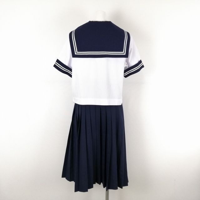 1 jpy sailor suit skirt scarf top and bottom 3 point set can ko- summer thing white 2 ps line woman school uniform middle . high school white uniform used rank C NA0121
