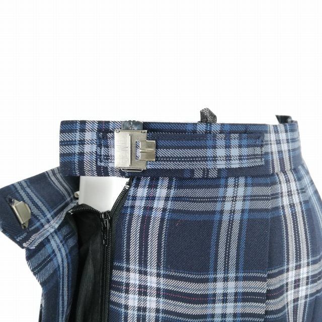 1円 ブレザー チェックスカート リボン 上下4点セット 大きいサイズ トンボ 冬物 女子 学生服 大阪和泉中学 紺 制服 中古 ランクB NA1702の画像6