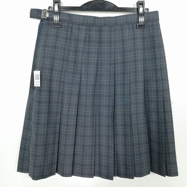 1円 スクールスカート 夏物 w69-丈55 チェック 中学 高校 プリーツ 学生服 制服 女子 中古 IN5543の画像2