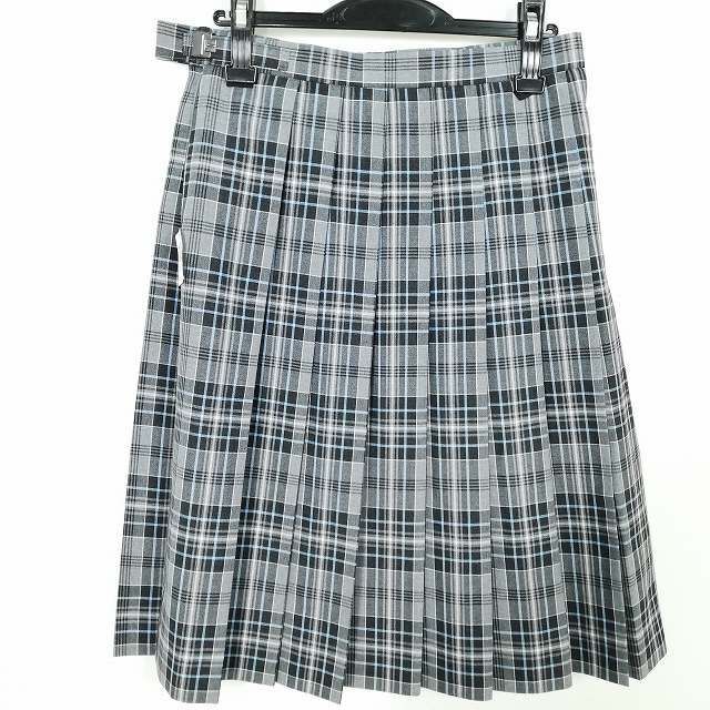 1円 スクールスカート 夏物 w69-丈63 チェック 中学 高校 プリーツ 学生服 制服 女子 中古 IN5578の画像2