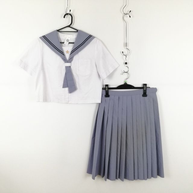 1 иен матроска юбка галстук верх и низ 3 позиций комплект лето предмет синий 2 шт линия женщина школьная форма Nagasaki Sakura .. средний . белый форма б/у разряд C EY3174