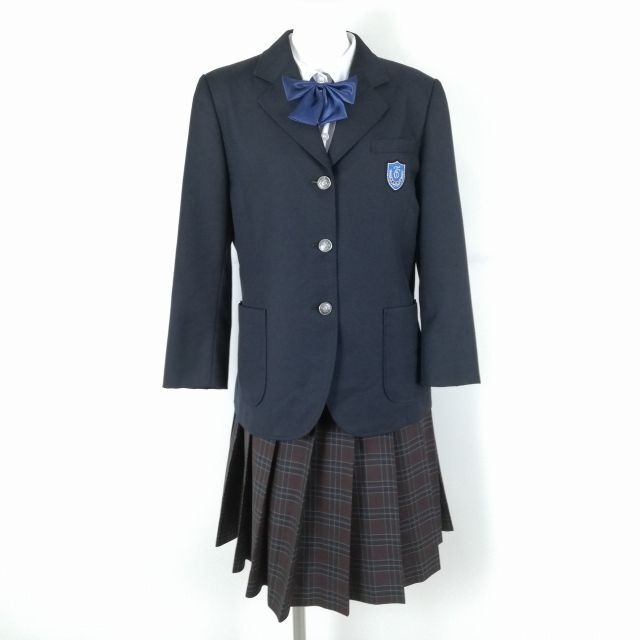 1円 ブレザー チェックスカート 上下4点セット 165A 大きいサイズ カンコー 冬物 女子 学生服 高槻第六中学 紺 中古 ランクB NA1017の画像1